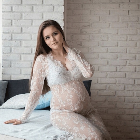 Sexy Boho Lace White Deep V Long Lingerie Dress - Picture 12 of 16